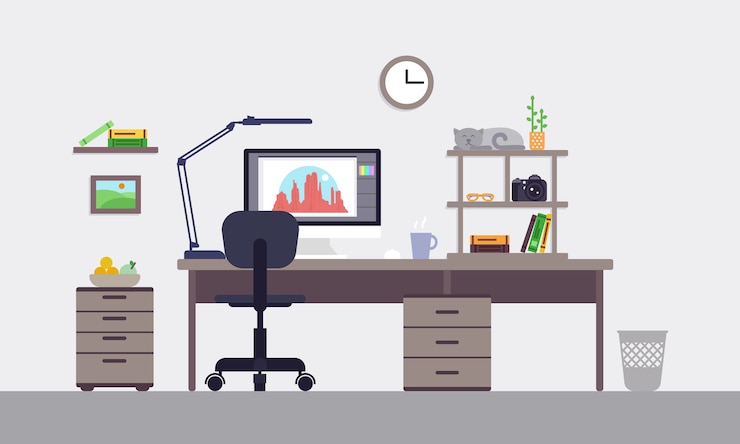 Vecteur gratuit concept d'espace de travail de concepteur coloré