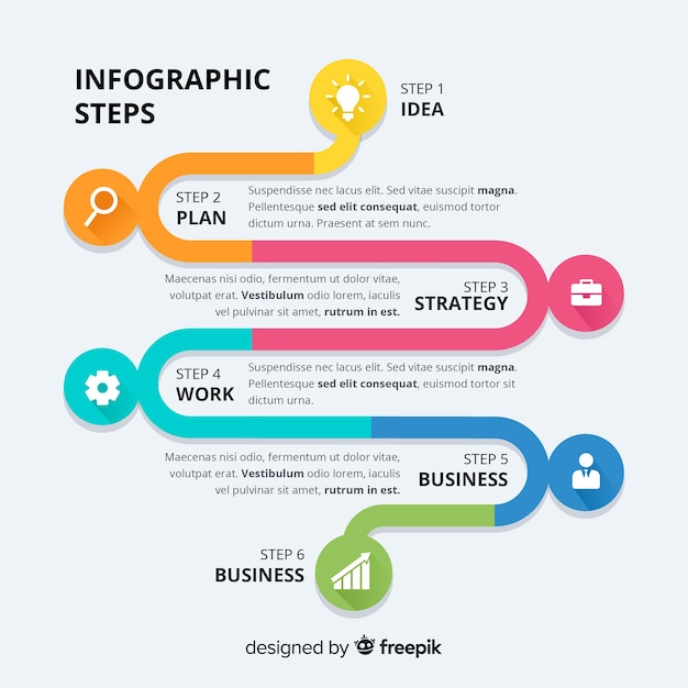 Concept D'étapes D'infographie Dans Un Style Plat