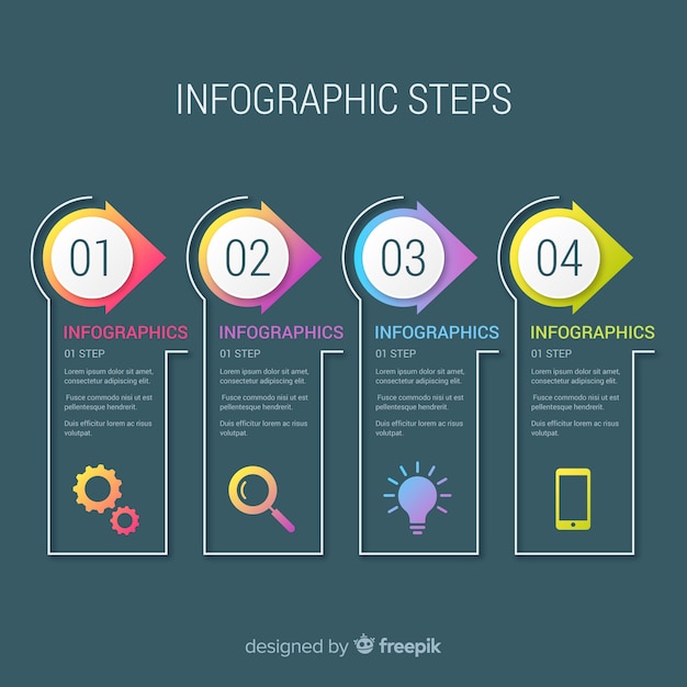 Vecteur gratuit concept d'étapes infographie dégradé moderne