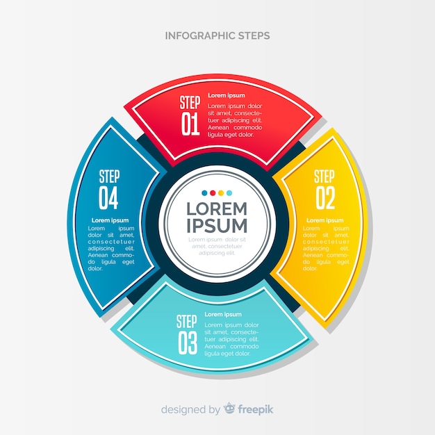 Vecteur gratuit concept d'étapes infographique plat coloré