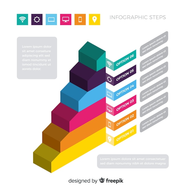 Concept D'étapes Infographiques Isométrique