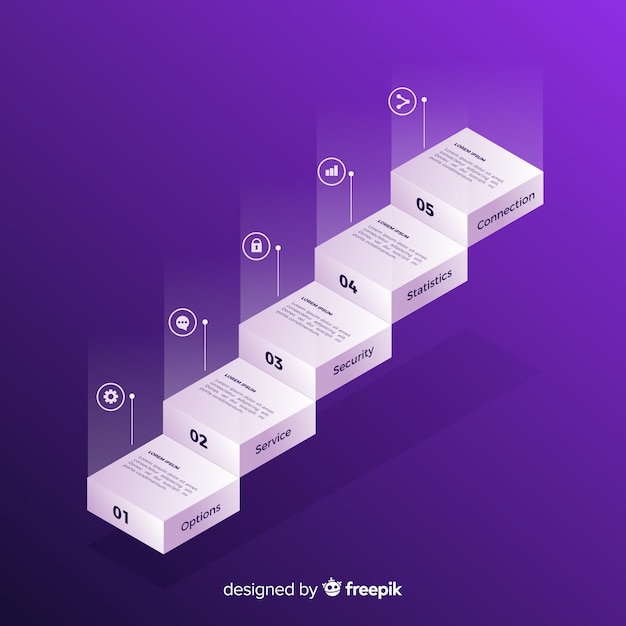 Vecteur gratuit concept d'étapes infographiques isométrique