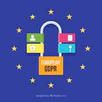 Vecteur gratuit concept européen gdpr avec un design plat