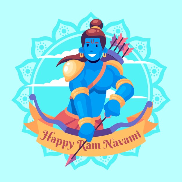 Concept d'événement ram navami design plat