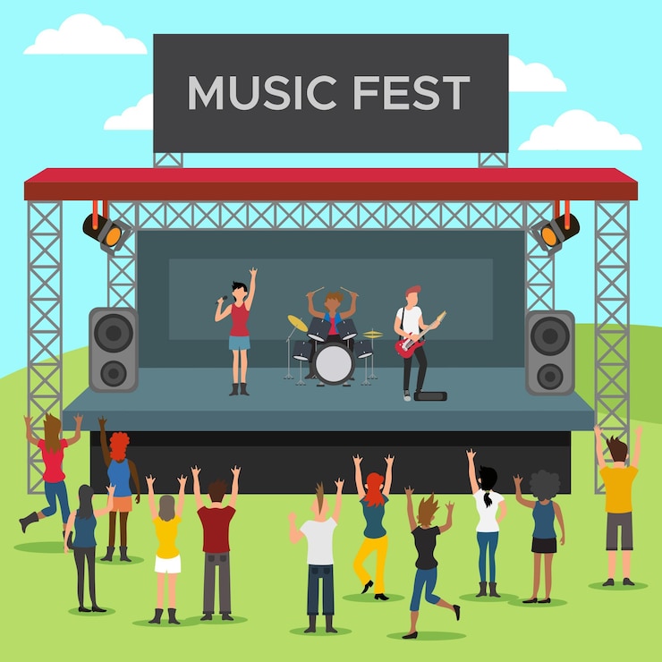 Vecteur gratuit concept de festival de musique en plein air