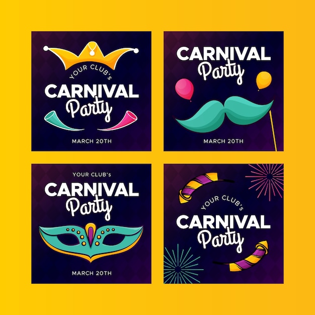 Concept De Fête De Carnaval Pour La Collection De Messages Instagram