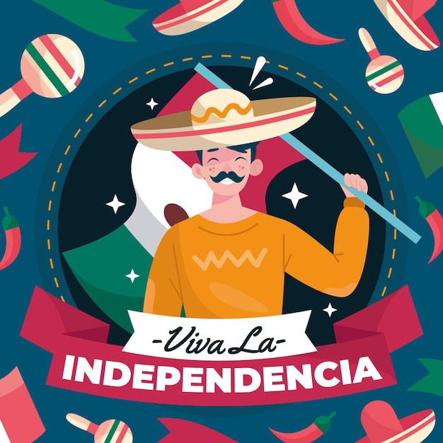 Vecteur gratuit concept de fête de l'indépendance mexicaine dessiné à la main