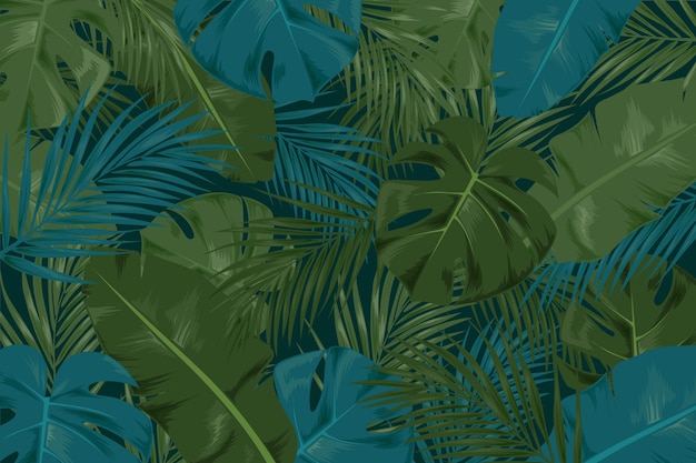 Vecteur gratuit concept de fond de feuilles tropicales