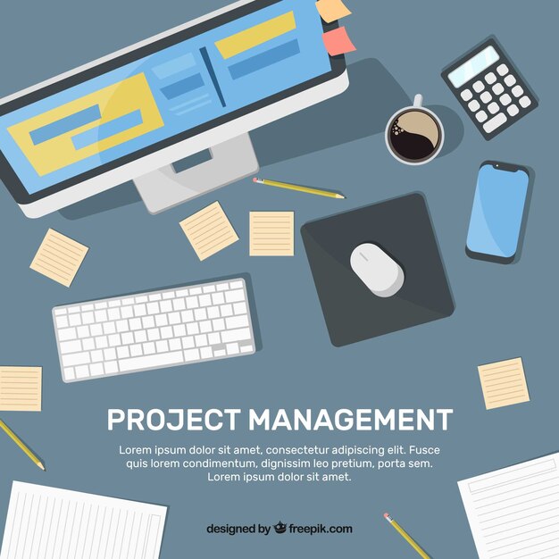 Concept de gestion de projet gris dans un style plat