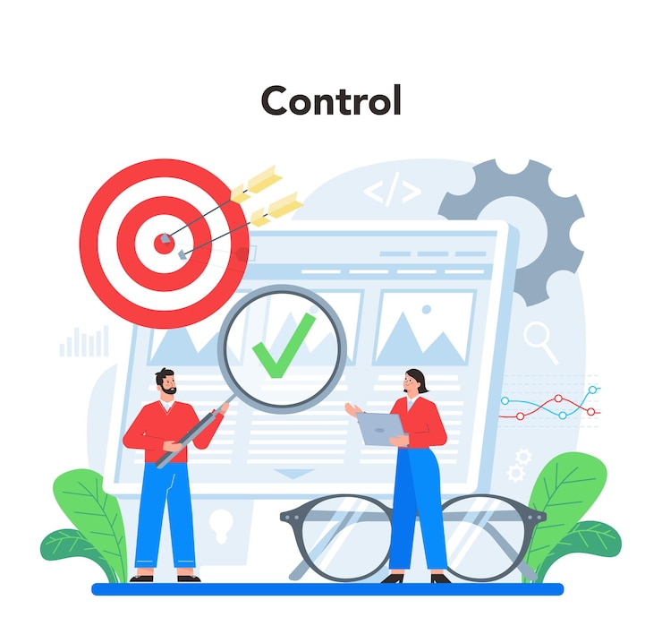 Vecteur gratuit concept de gestion de projet stratégie réussie planification motivation et leadership analyse et développement marketing illustration vectorielle en style cartoon