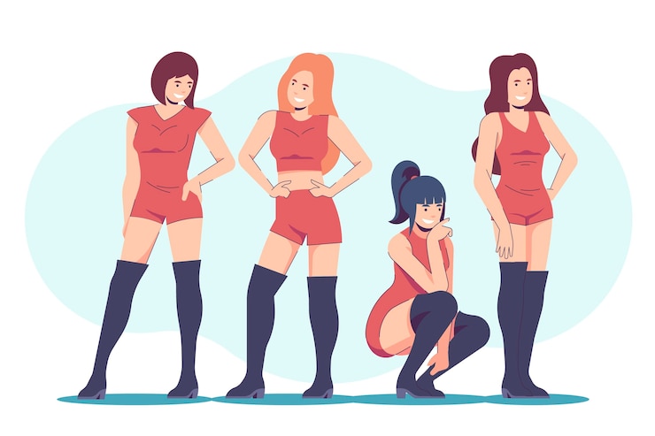 Vecteur gratuit concept de groupe de filles k-pop