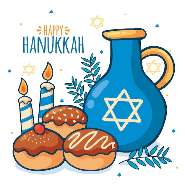 Concept De Hanukkah Dessiné à La Main