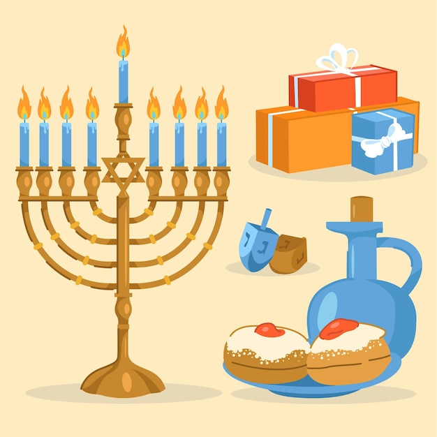 Concept de hanukkah dessiné à la main