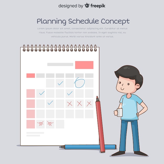 Vecteur gratuit concept d'horaire de planification belle dessinés à la main