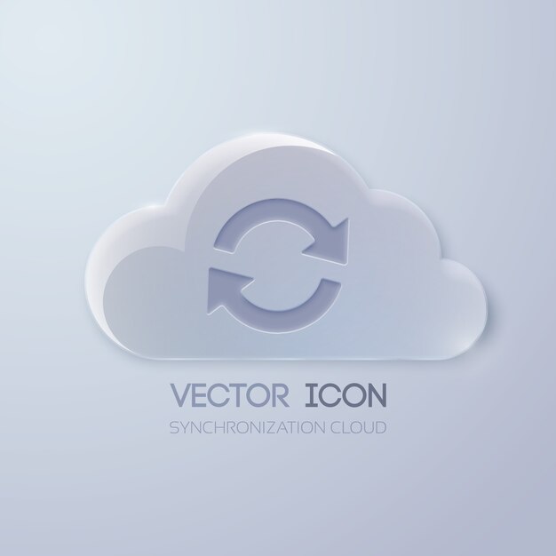Concept d'icône Web avec nuage de verre et signe de rotation