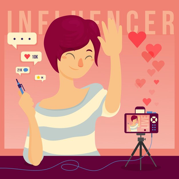 Concept d'illustration de concept d'influenceur