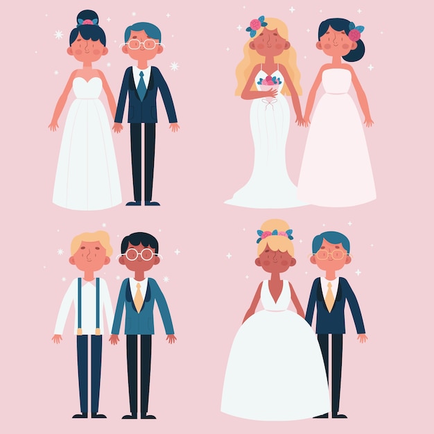 Vecteur gratuit concept d'illustration de couples de mariage