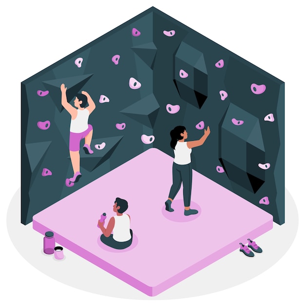 Vecteur gratuit le concept d'illustration du mur d'escalade de bouldering