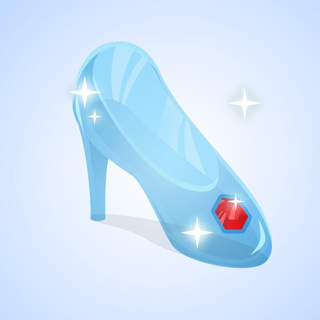 Concept illustré de chaussure en verre de Cendrillon