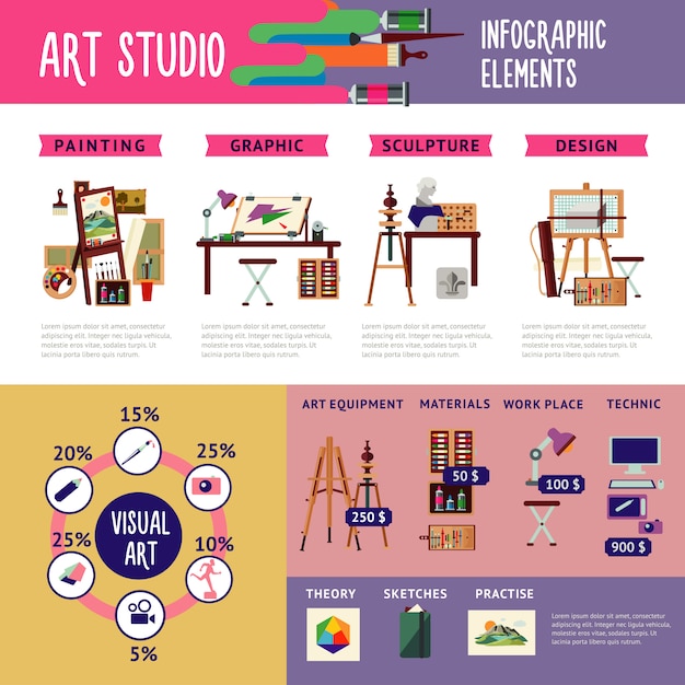 Concept D'infographie Art Studio Coloré