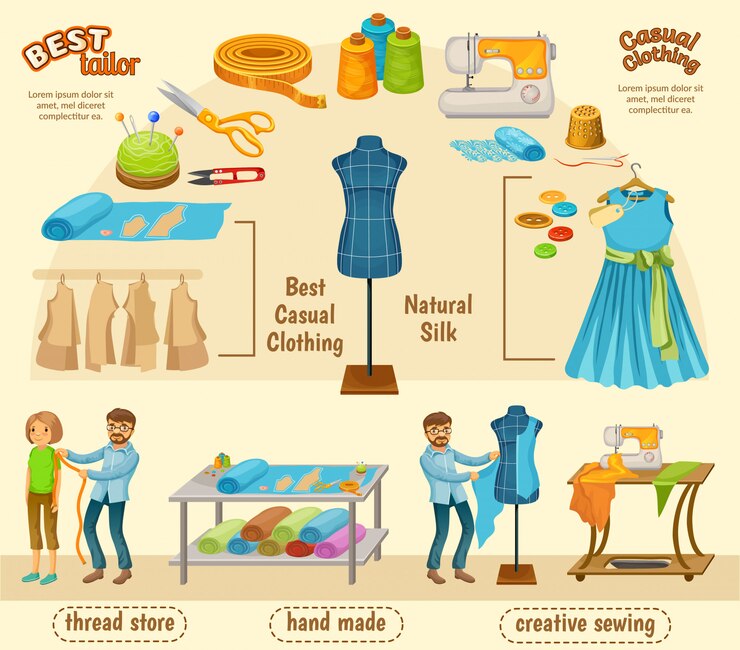Vecteur gratuit concept d'infographie de couture coloré