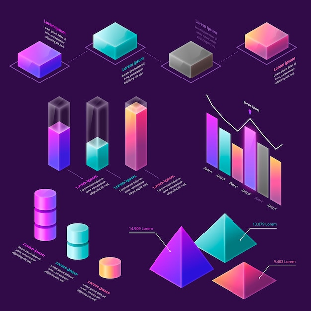 Vecteur gratuit concept d'infographie isométrique coloré