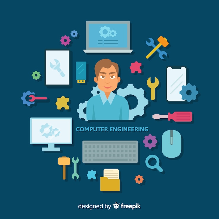 Vecteur gratuit concept d&#39;ingénierie informatique plat