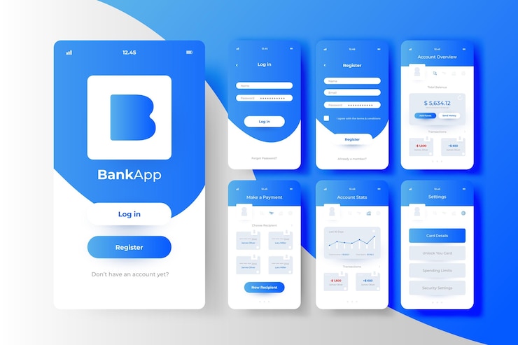 Vecteur gratuit concept d'interface d'application bancaire