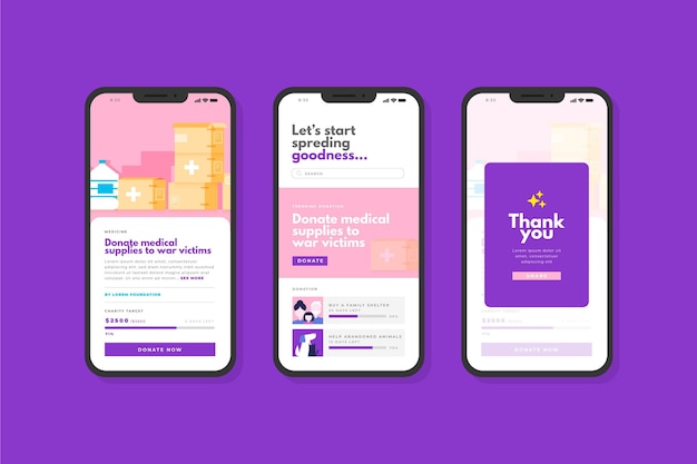 Concept d'interface d'application de charité