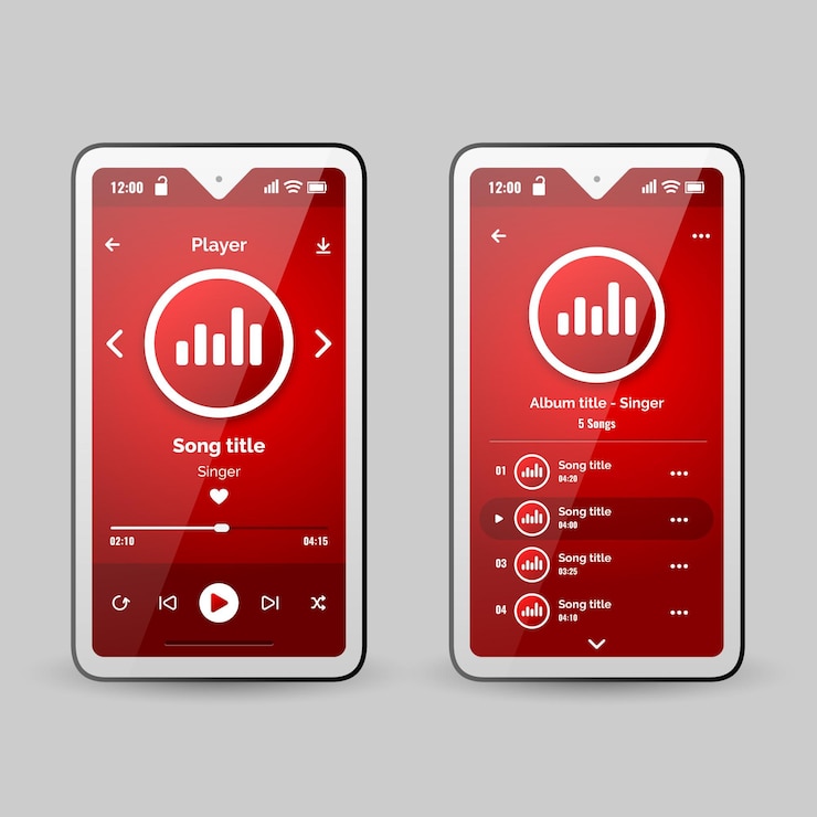 Vecteur gratuit concept d'interface de l'application lecteur de musique