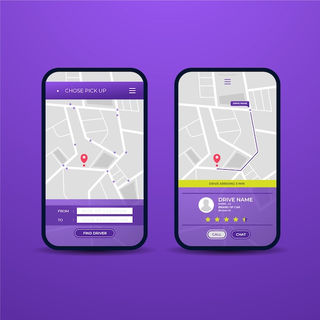 Concept D'interface De L'application De Taxi