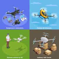 Vecteur gratuit concept isométrique de drones