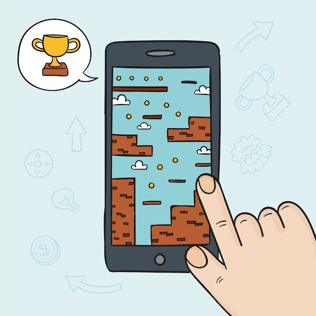 Concept De Jeu Vidéo Sur Téléphone Mobile