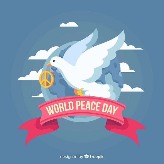 Vecteur gratuit concept de jour de paix avec colombe design plat