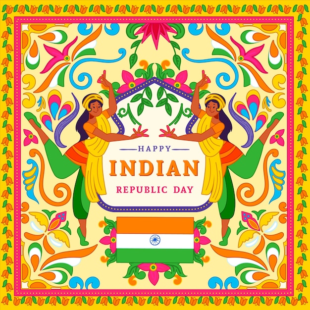 Concept de jour de république indienne dessiné à la main