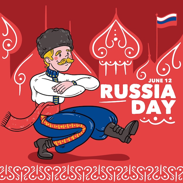 Concept De Jour De Russie Dessiné à La Main