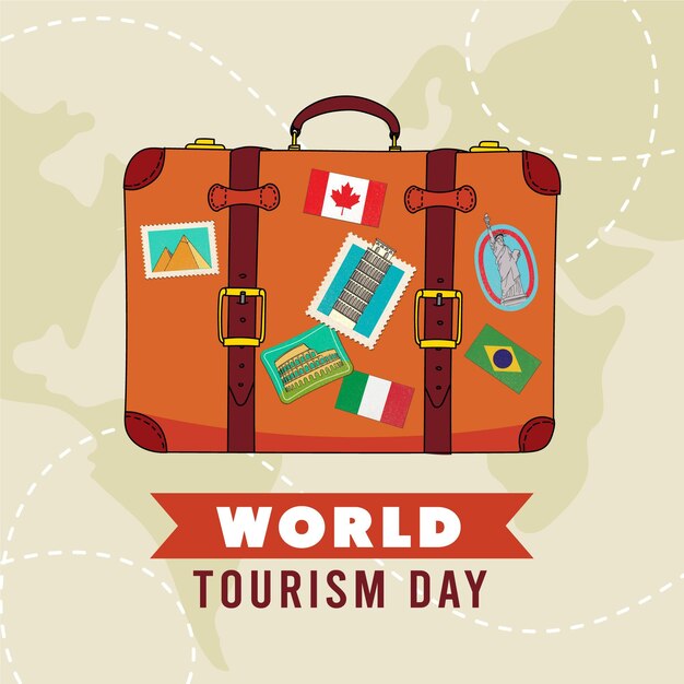 Concept de jour de tourisme dessiné à la main