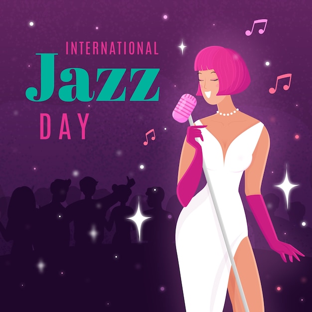 Concept De Journée Internationale Du Jazz Dessiné à La Main