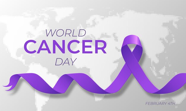 Concept de la Journée mondiale du cancer. Illustration. Ruban Lavande