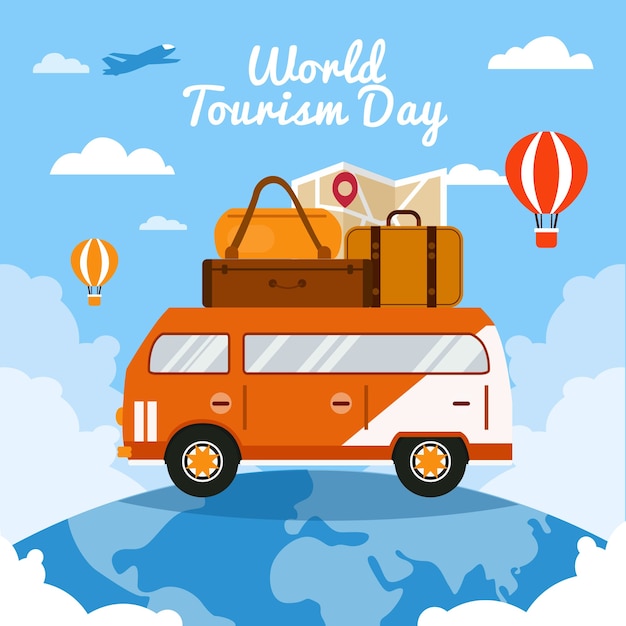 Concept De Journée Mondiale Du Tourisme Avec Un Design Plat