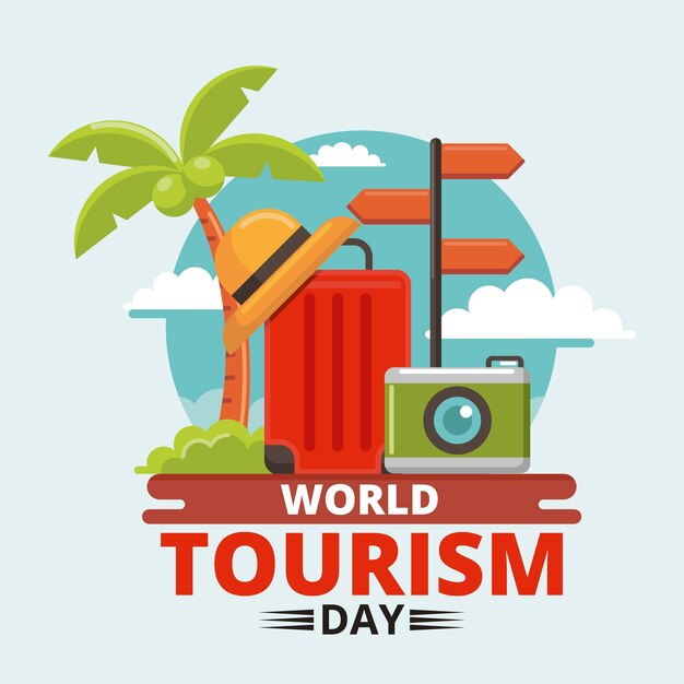 Concept de la journée mondiale du tourisme design plat