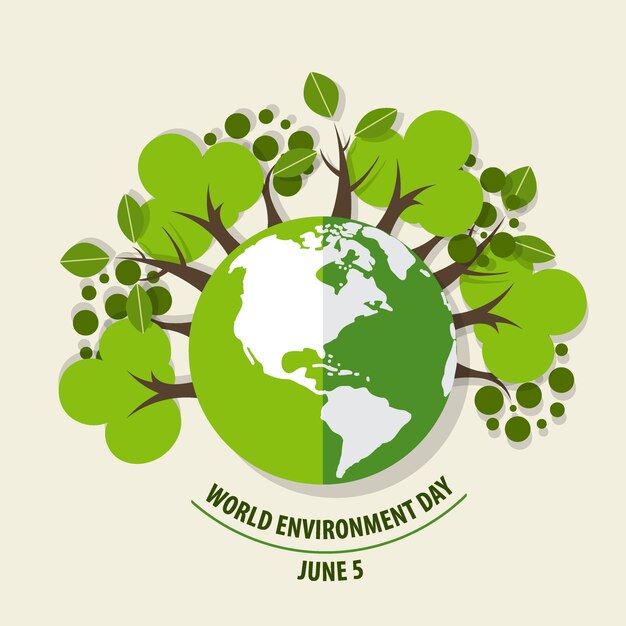 Concept de la journée mondiale de l'environnement. Green Eco Earth. Illustration vectorielle.