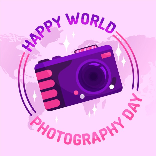 Concept de journée mondiale de la photographie design plat