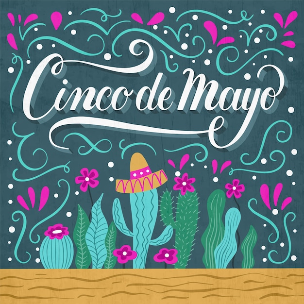 Vecteur gratuit concept de lettrage cinco de mayo