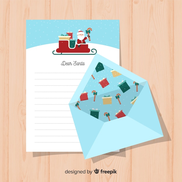 Concept De Lettre Et Enveloppe De Noël Dans Un Style Plat