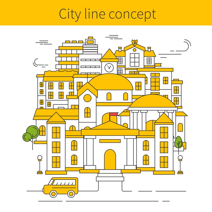 Vecteur gratuit concept de ligne de bâtiment