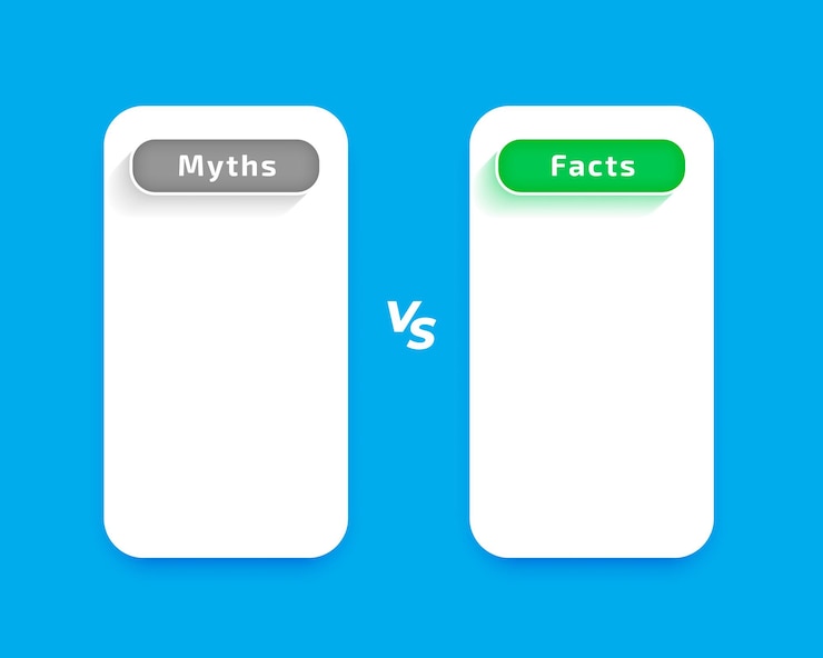 Vecteur gratuit concept de liste de comparaison des mythes par rapport aux faits avec un espace de texte