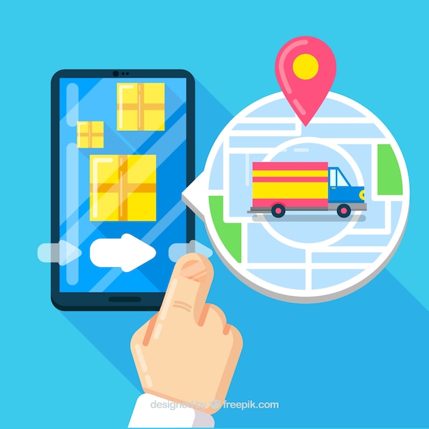 Vecteur gratuit concept de livraison plate avec smartphone