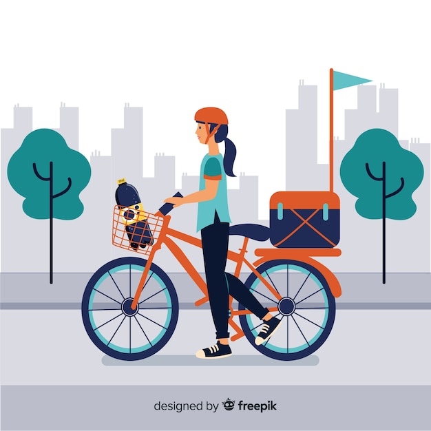 Vecteur gratuit concept de livraison de vélos style dessiné à la main