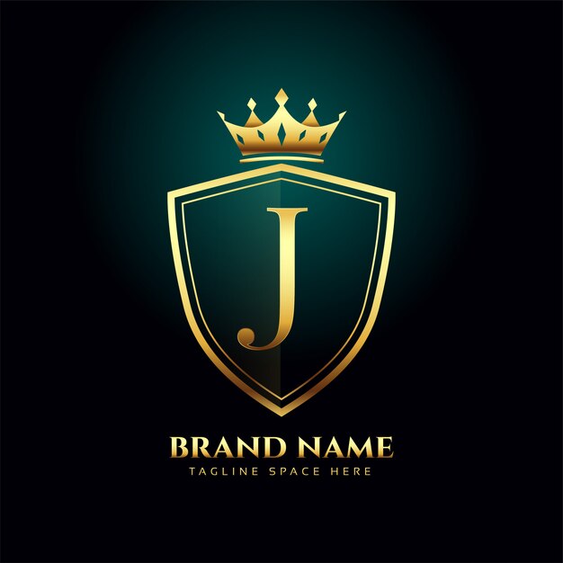 Concept de logo couronne monogramme or lettre J